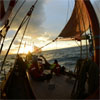 A sailing boat's rigging.